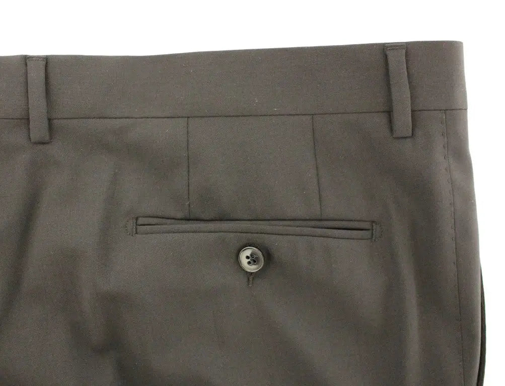 Pantalon plissé noir dolce & gabbana en laine stretch vue arrière avec poche boutonnée et passants de ceinture