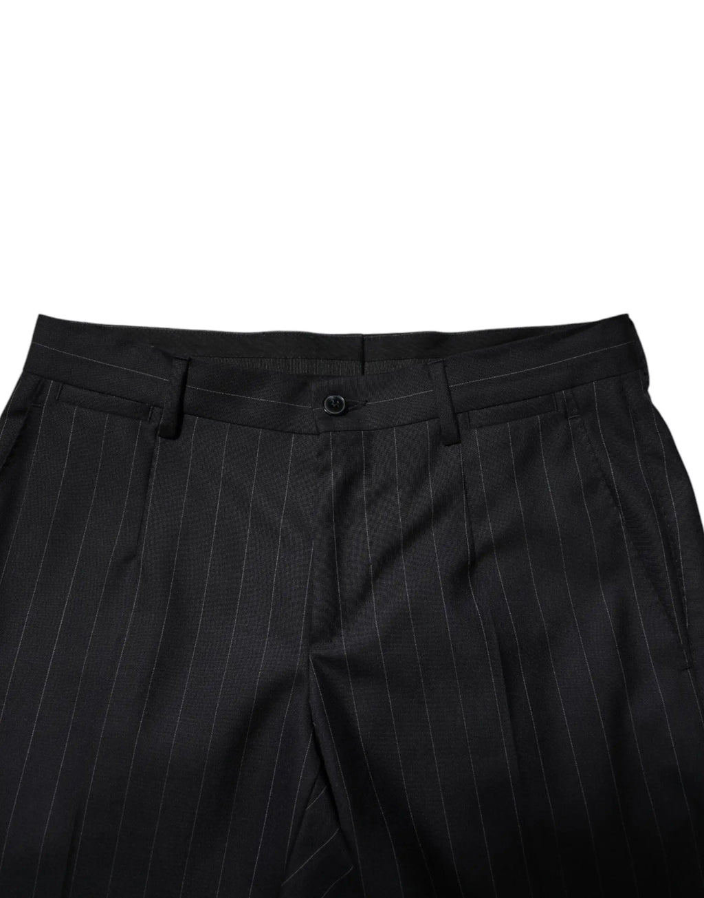 Dolce & Gabbana pantalon formel en laine noir avec fines rayures verticales et coupe cintrée élégante