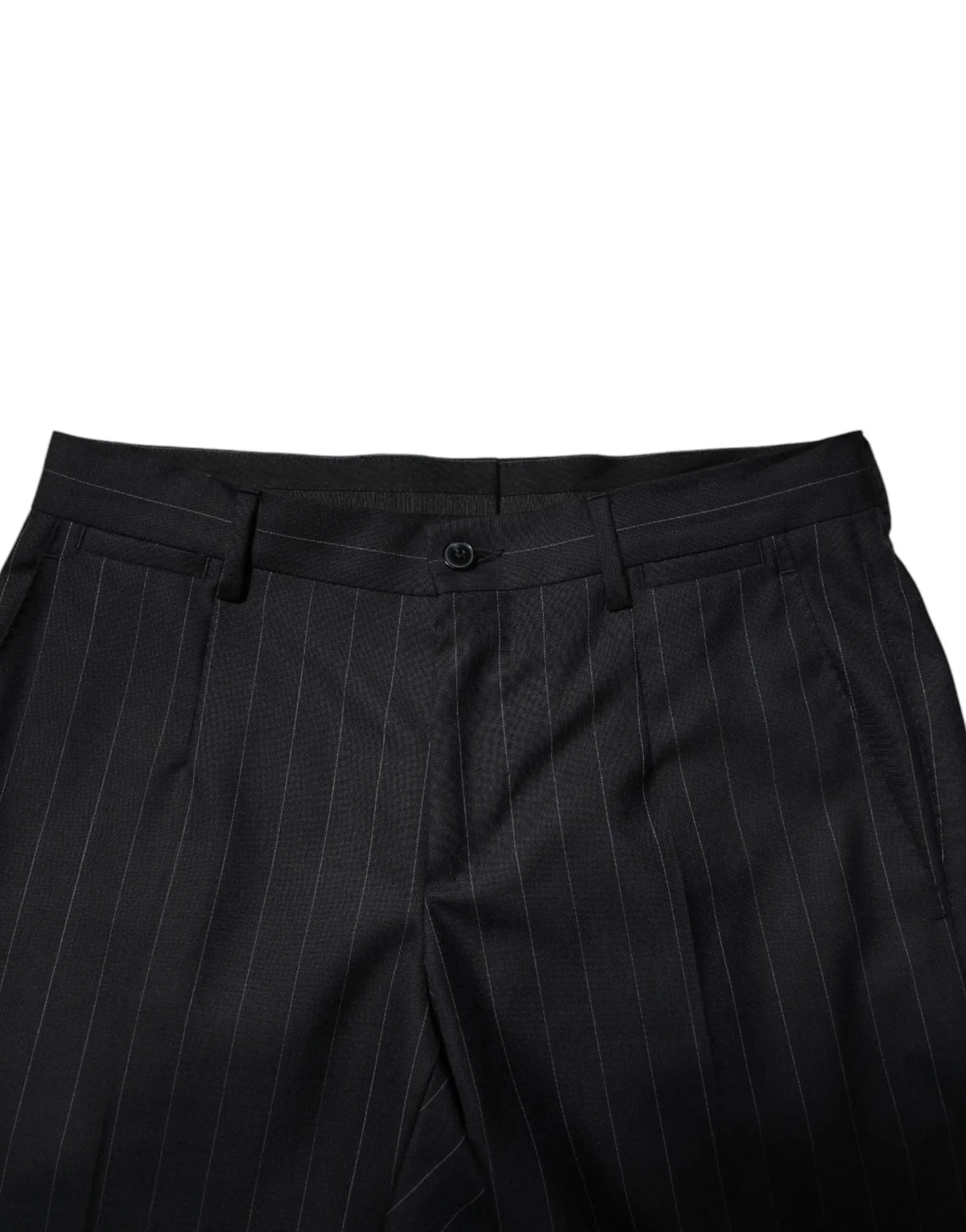 Dolce & Gabbana pantalon formel en laine noir avec fines rayures verticales et coupe cintrée élégante