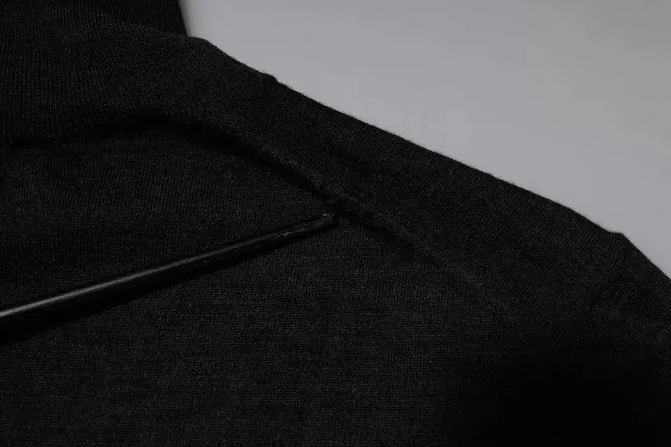 Col roulé en laine noire dolce & gabbana avec texture en maille épaisse