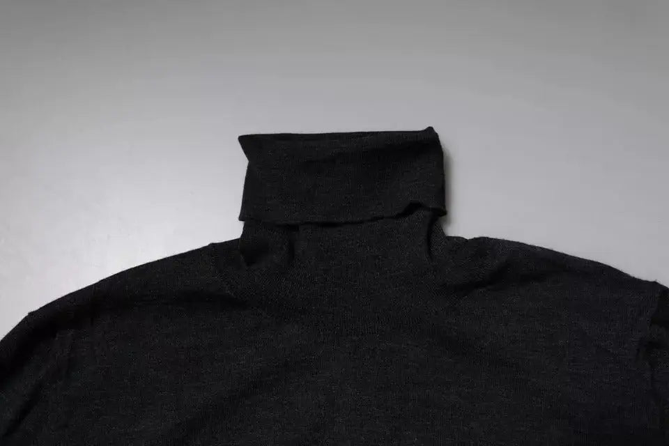 Dolce & gabbana pull col roulé en laine noir avec tricot lisse légèrement texturé