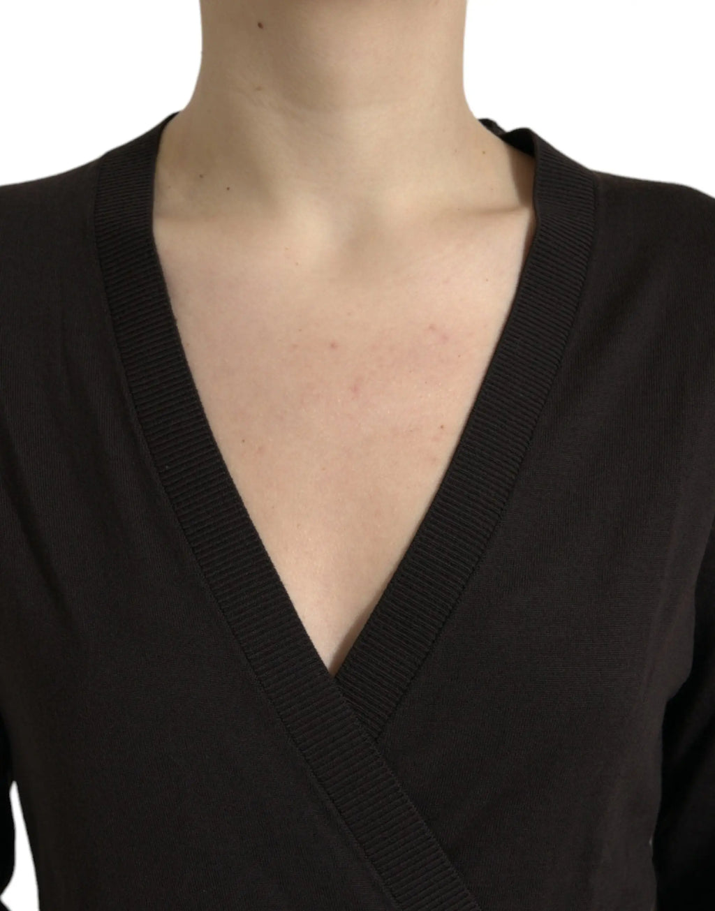 Dolce & gabbana cardigan en laine noir à col en v avec finition croisée et bordures côtelées