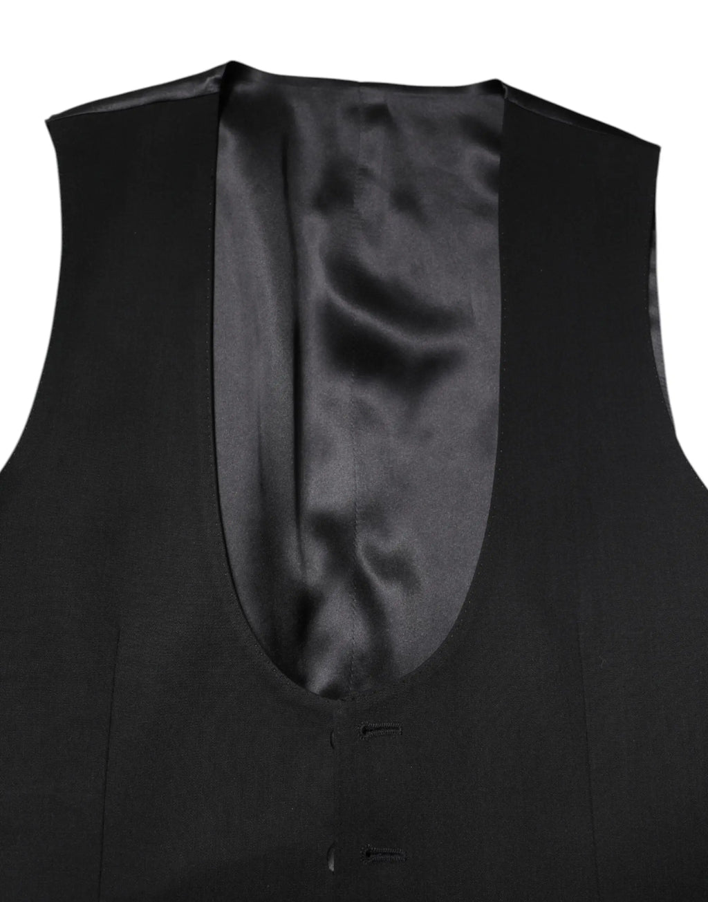 Dolce & gabbana black wool waistcoat formal vest showing the satin-lined back in black tuxedo style