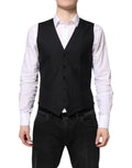 Dolce & gabbana black wool waistcoat dress formal vest with five black buttons and sleek tailored design