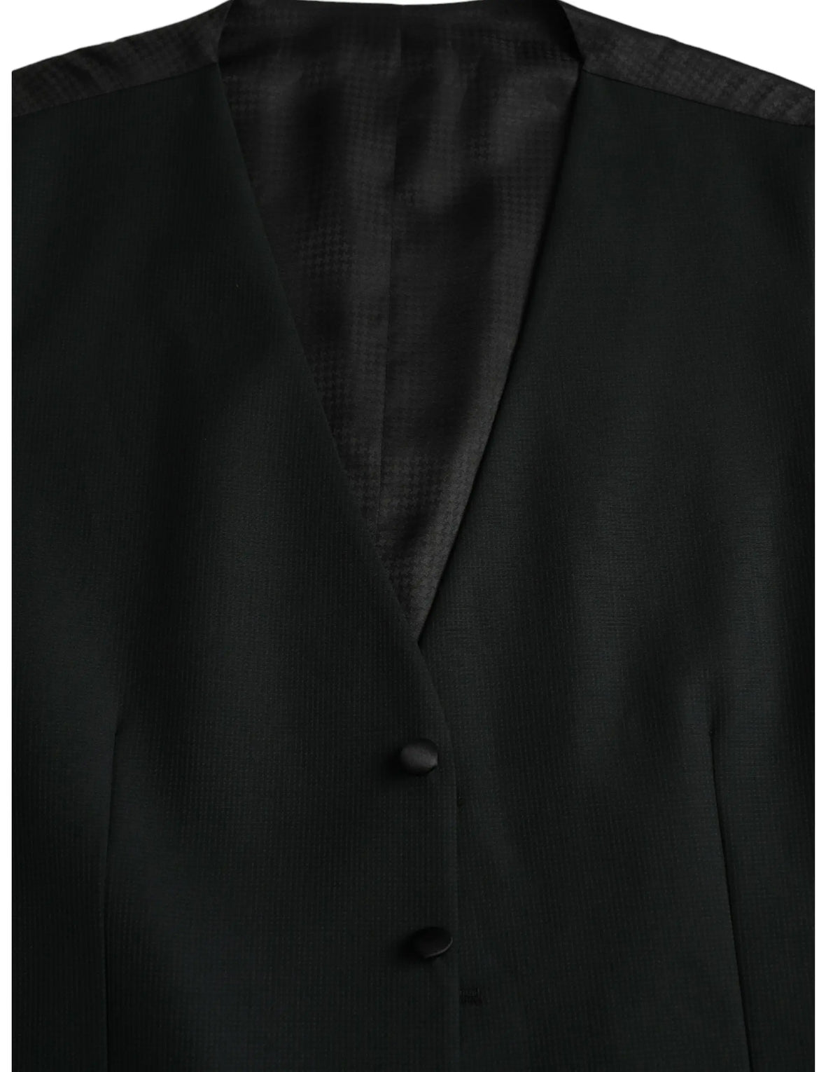 Dolce gabbana black wool waistcoat dress formal vest with subtle textured lining and matching buttons