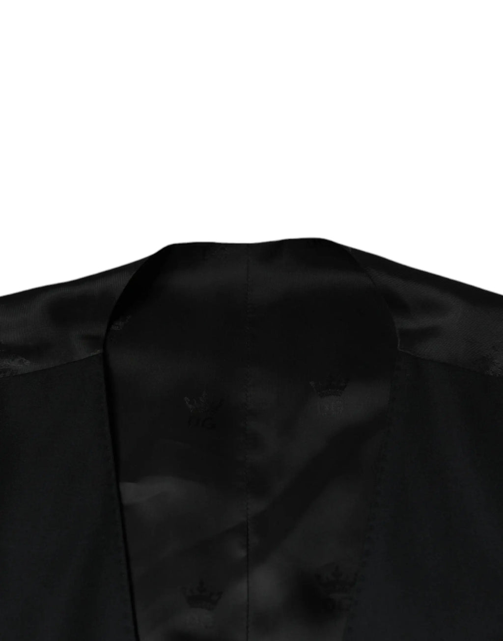 Col droit dolce & gabbana en satin noir avec col à revers structuré pour veste-robe formelle en laine noire
