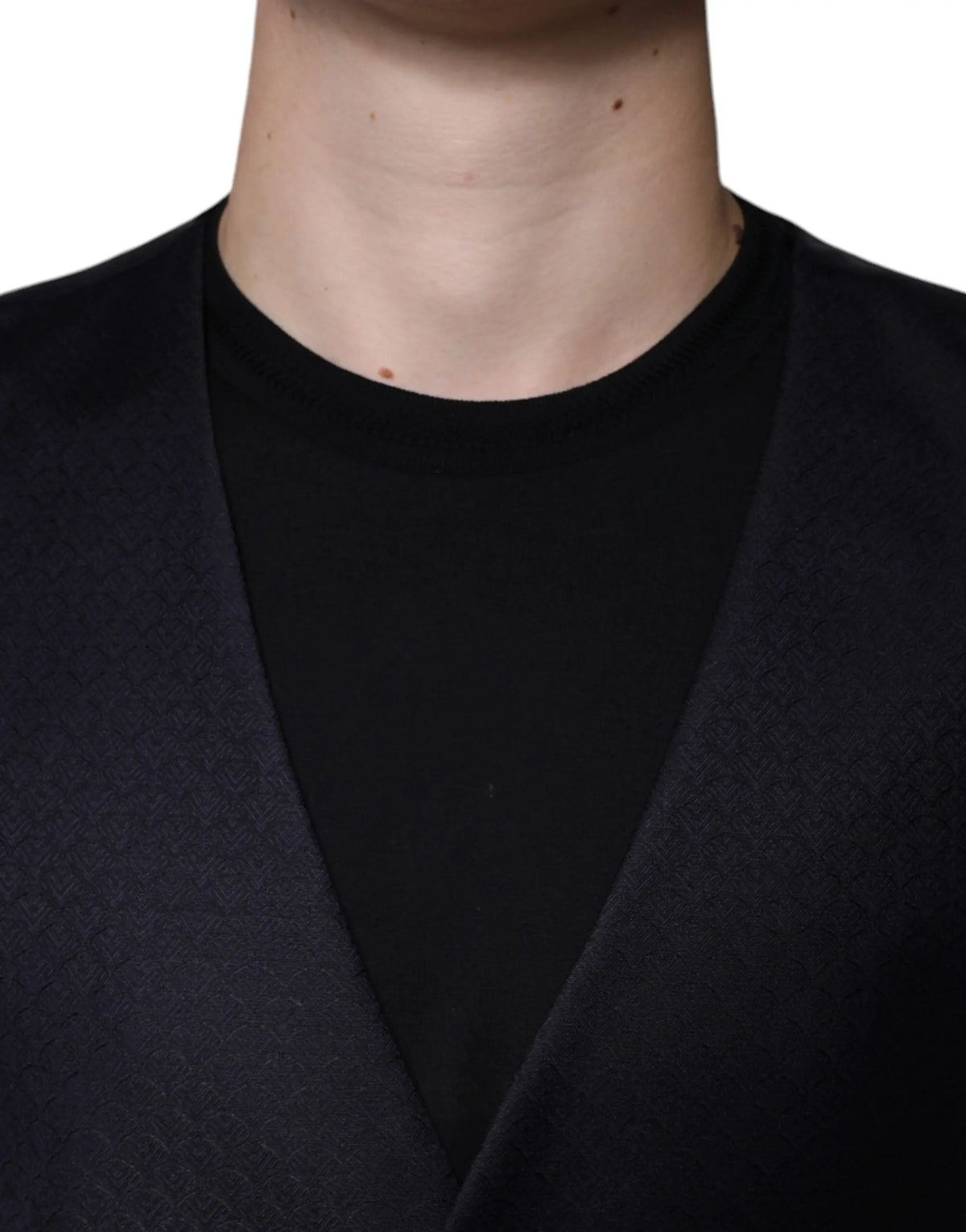 Dolce & gabbana black wool waistcoat dress with v-neck black woolen cardigan over black t-shirt