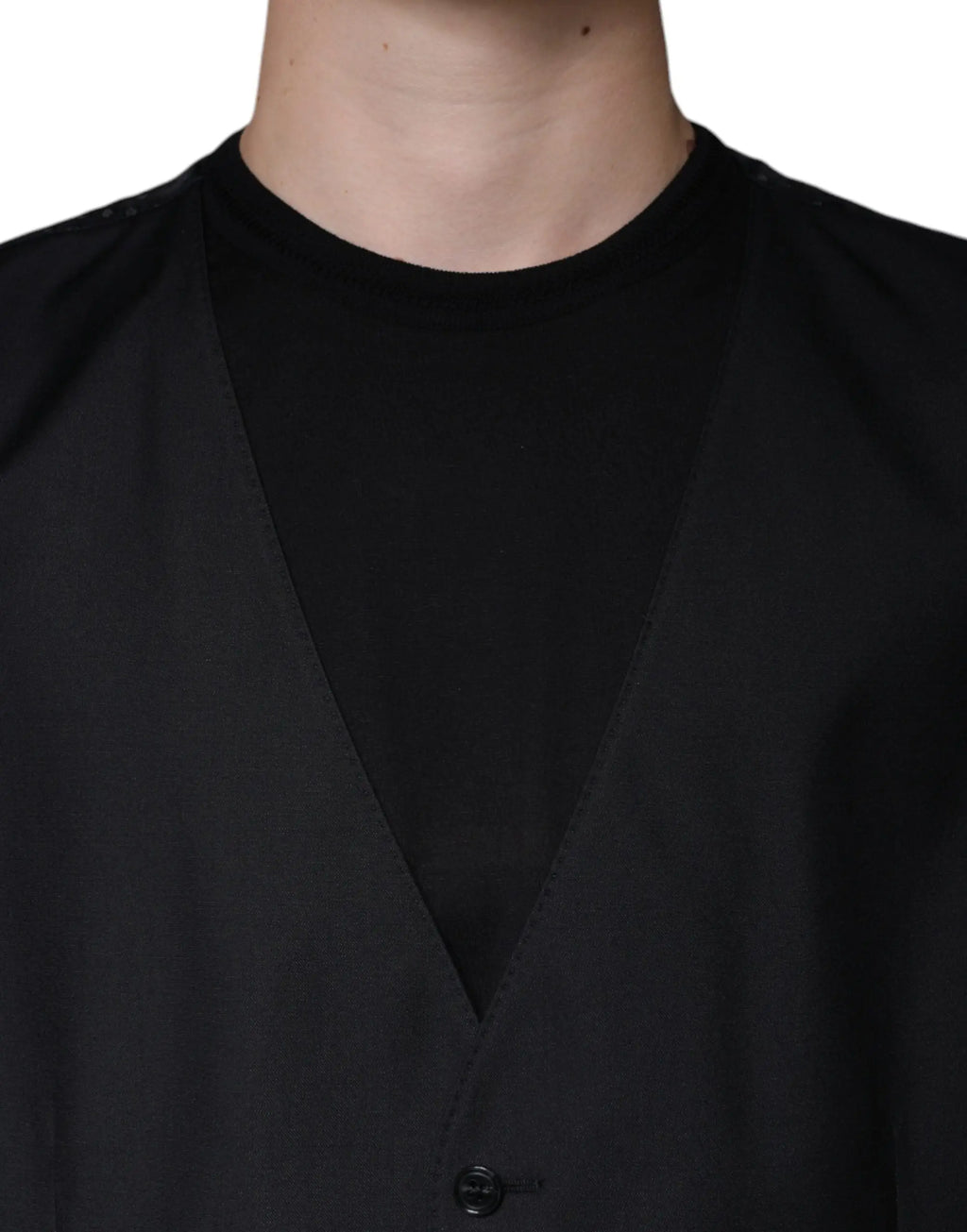 Dolce & gabbana waistcoat dress noir en laine avec fermeture à un bouton et col en v pour tenue formelle