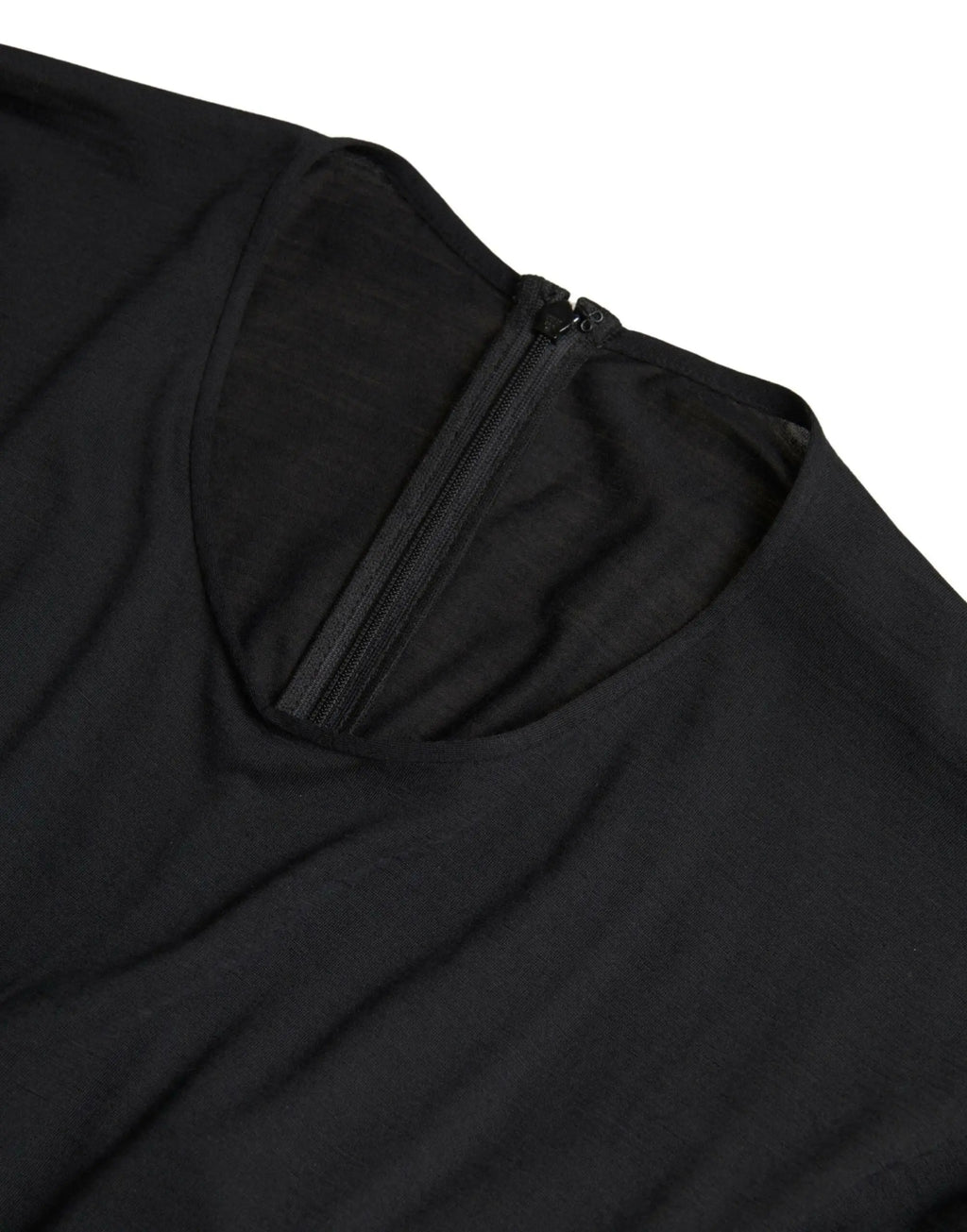 Fermeture éclair noire au col dune robe midi en laine douce dolce & gabbana noire