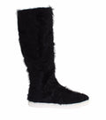 Bottes dolce et gabbana noires xiangao en cuir et fourrure dagnneau avec semelle blanche en caoutchouc