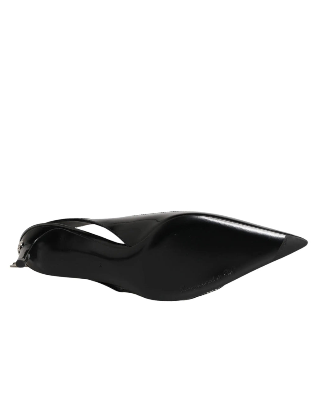 Dolce & gabbana chaussures slingbacks en cuir noir verni à talons avec bout pointu et fermeture éclair