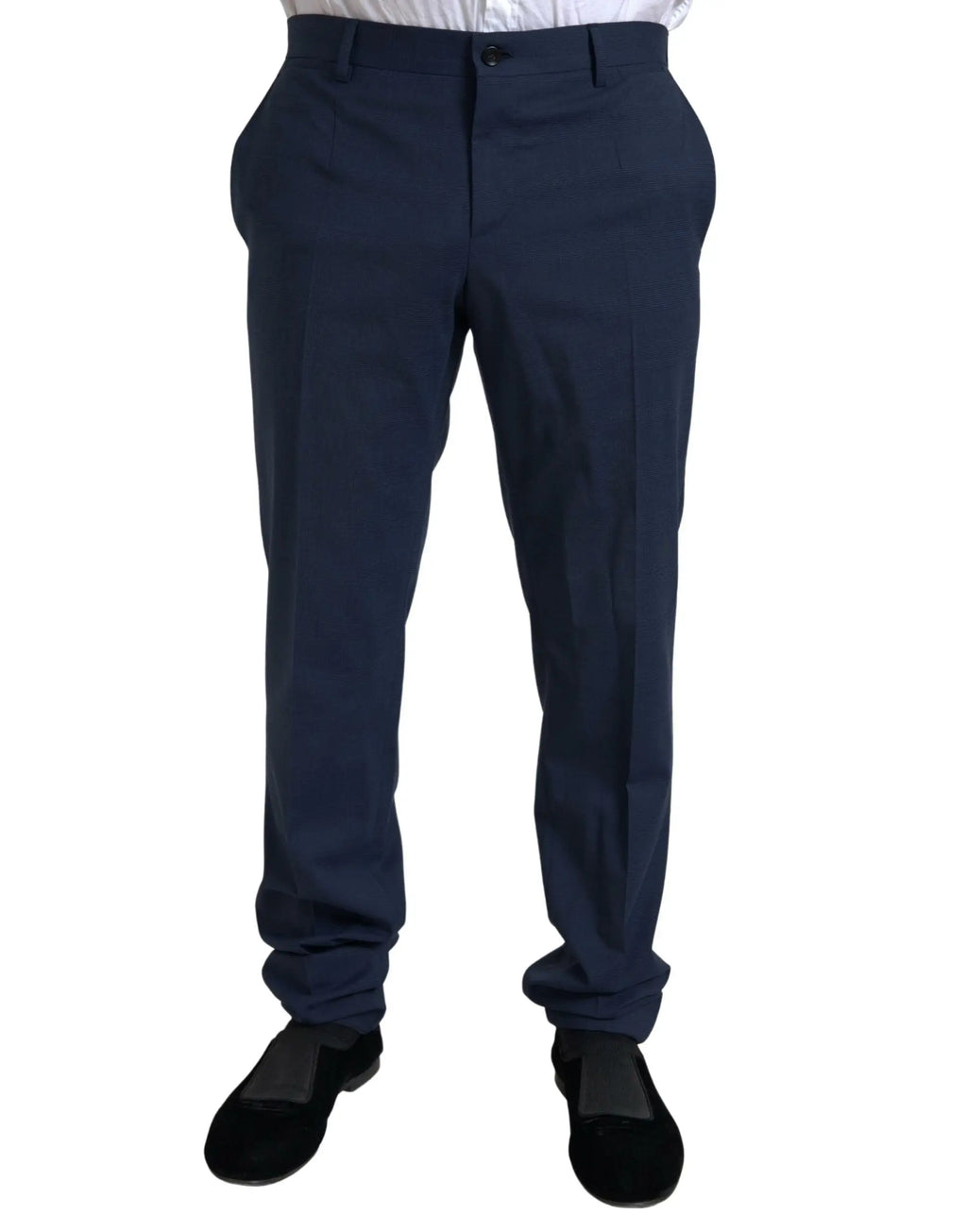 Pantalon bleu marine dolce & gabbana coupe classique avec plis subtils du costume sicilia deux pièces à simple boutonnage