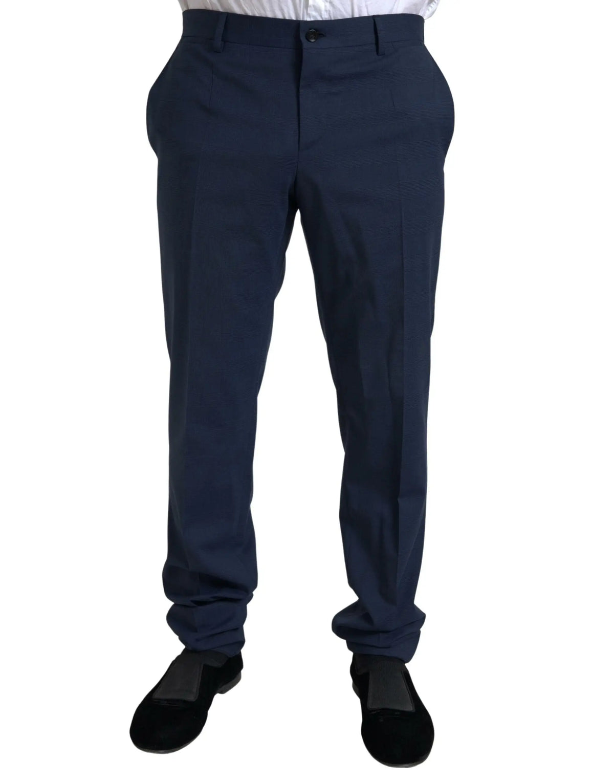 Pantalon bleu marine dolce & gabbana coupe classique avec plis subtils du costume sicilia deux pièces à simple boutonnage