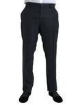 Pantalon habillé pour homme dolce & gabbana bleu brocart en laine coupe skinny avec motif subtil et texture élégante