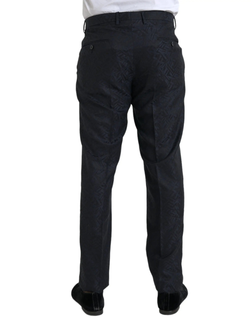 Pantalon habillé skinny pour homme dolce & gabbana en laine bleu brocart avec texture subtile et design classique