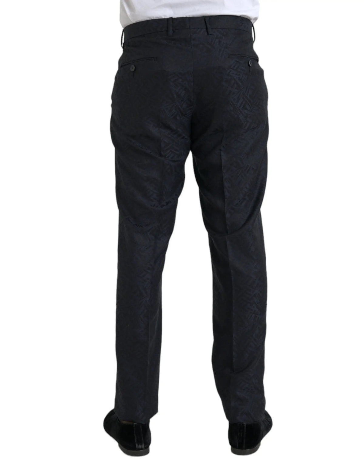 Pantalon habillé skinny pour homme dolce & gabbana en laine bleu brocart avec texture subtile et design classique