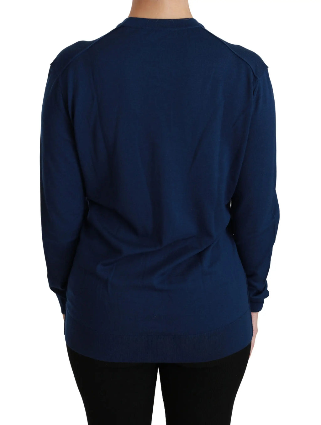 Gilet dolce & gabbana bleu marine en laine vierge avec boutons et épaulettes discrètes col rond