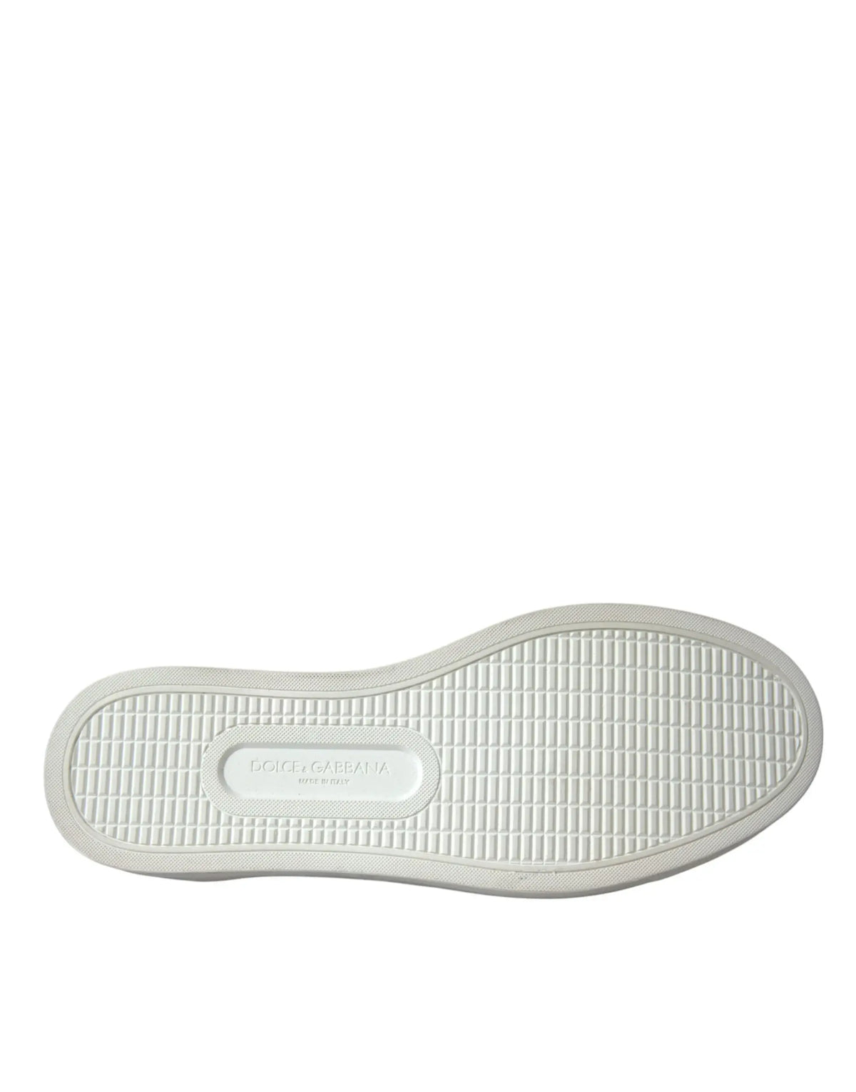 Semelle blanche en caoutchouc avec motif en grille et logo embossé dolce & gabbana des sneakers leopard en cuir de veau bleu