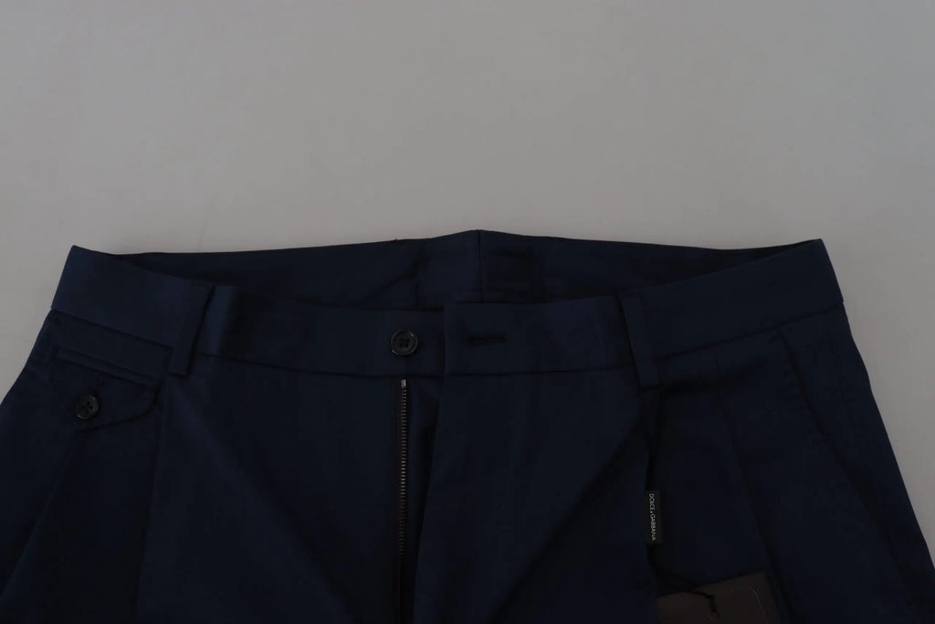 Pantalon bleu marine tailored en coton stretch dolce & gabbana avec design structuré et coutures discrètes