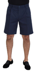 Shorts plissés bleu marine dolce & gabbana en coton stretch pour un style décontracté et confortable