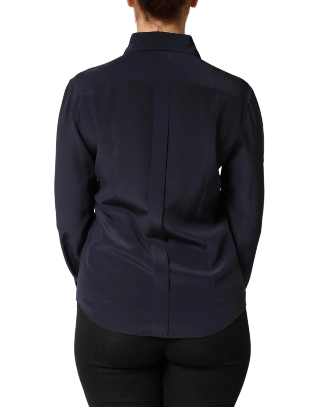 Chemise Dolce & Gabbana bleu marine à manches longues avec col classique et couture discrète au dos