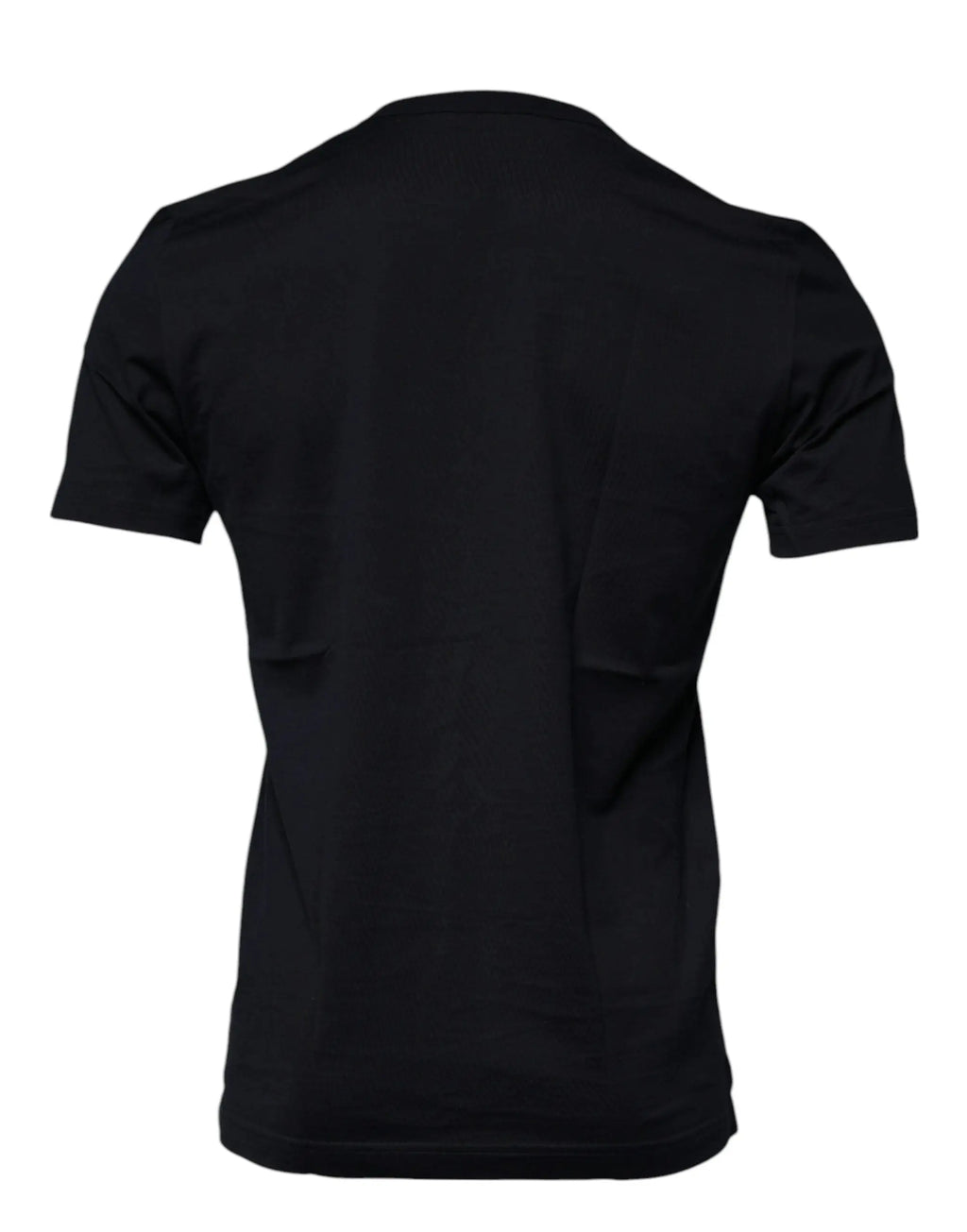Dolce & gabbana t-shirt noir en coton à manches courtes avec col rond et imprimé ange bleu
