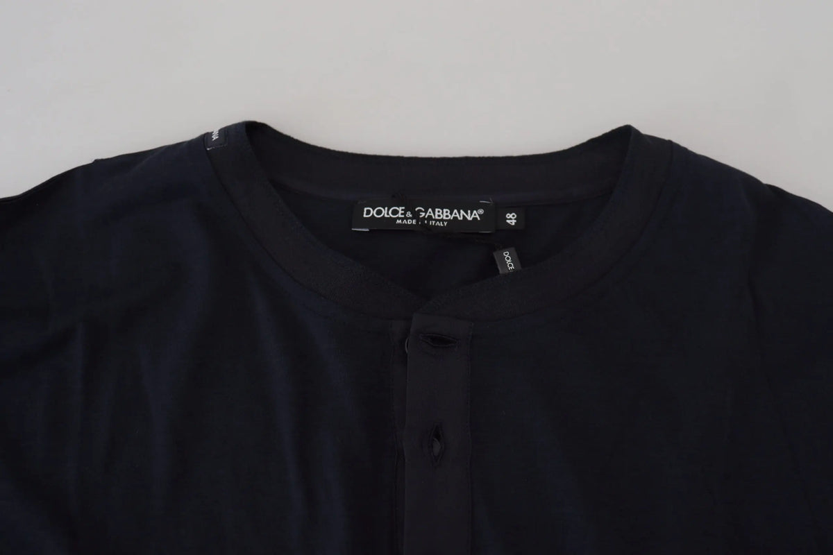 Blouse noire dolce & gabbana en coton avec col rond et fermeture boutonnée devant