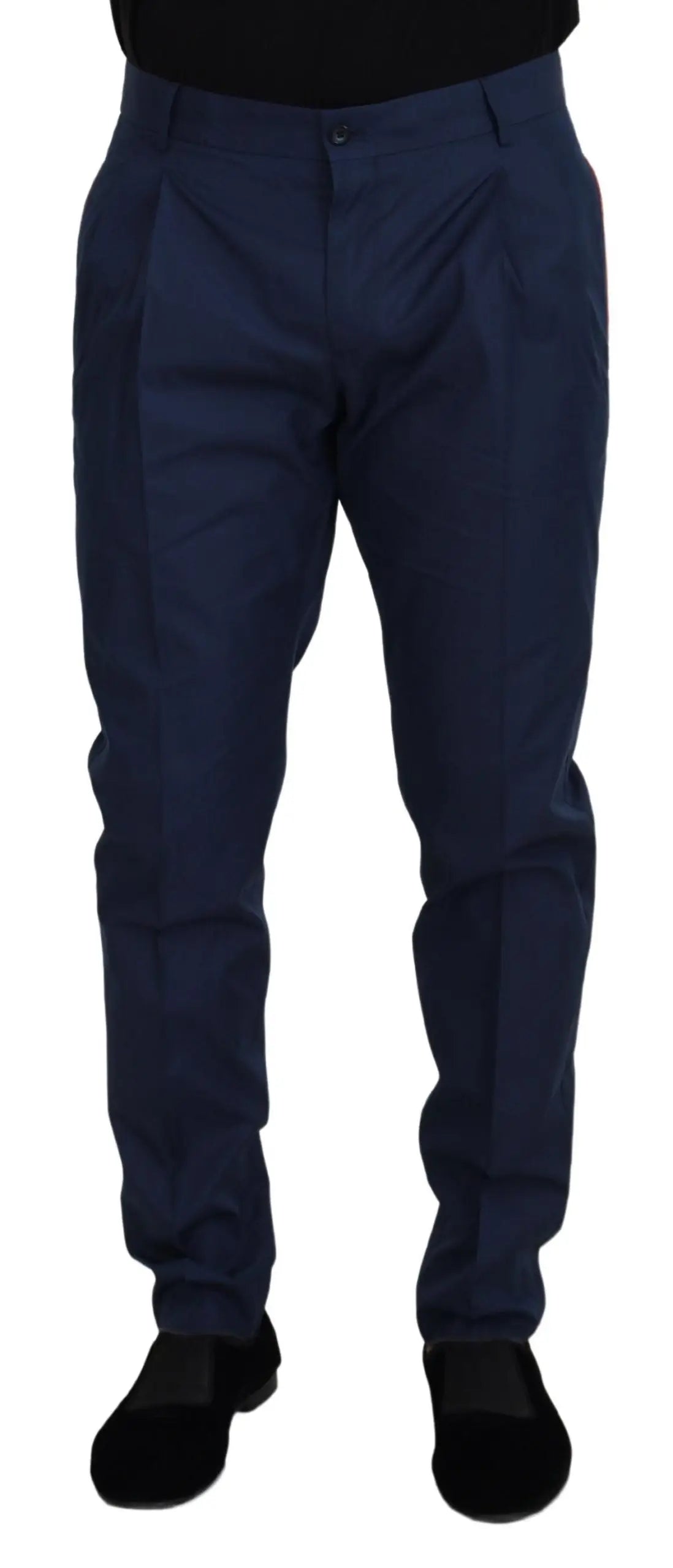 Pantalon formel bleu marine dolce et gabbana en coton avec coupe ajustée et devant plissé