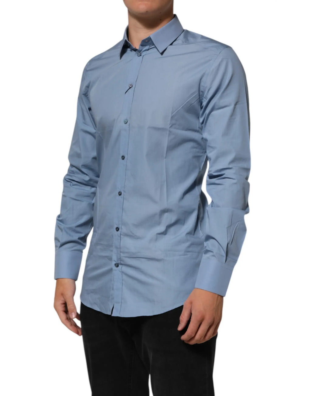 Chemise habillée homme dolce & gabbana bleu clair en coton à manches longues col classique et boutonnée