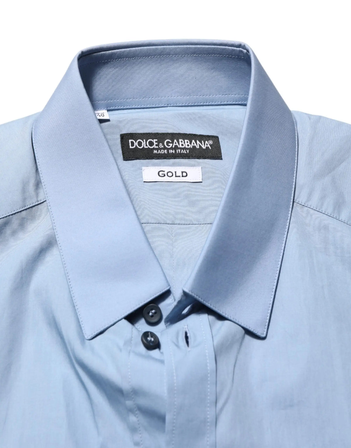 Chemise habillée dolce & gabbana bleue en coton pour homme avec col net et boutons noirs