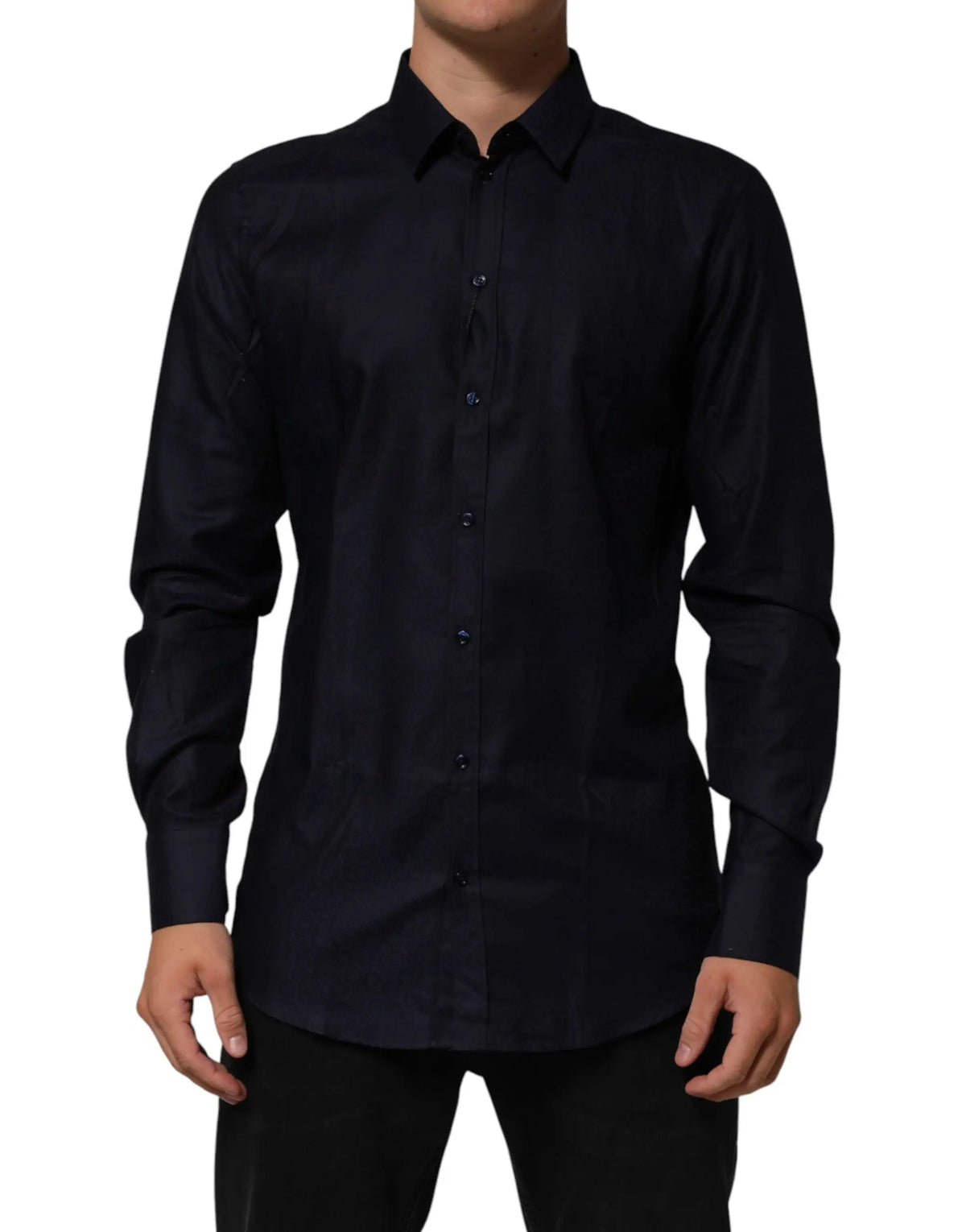 Chemise homme dolce gabbana noire en coton col classique manches longues boutonnière devant