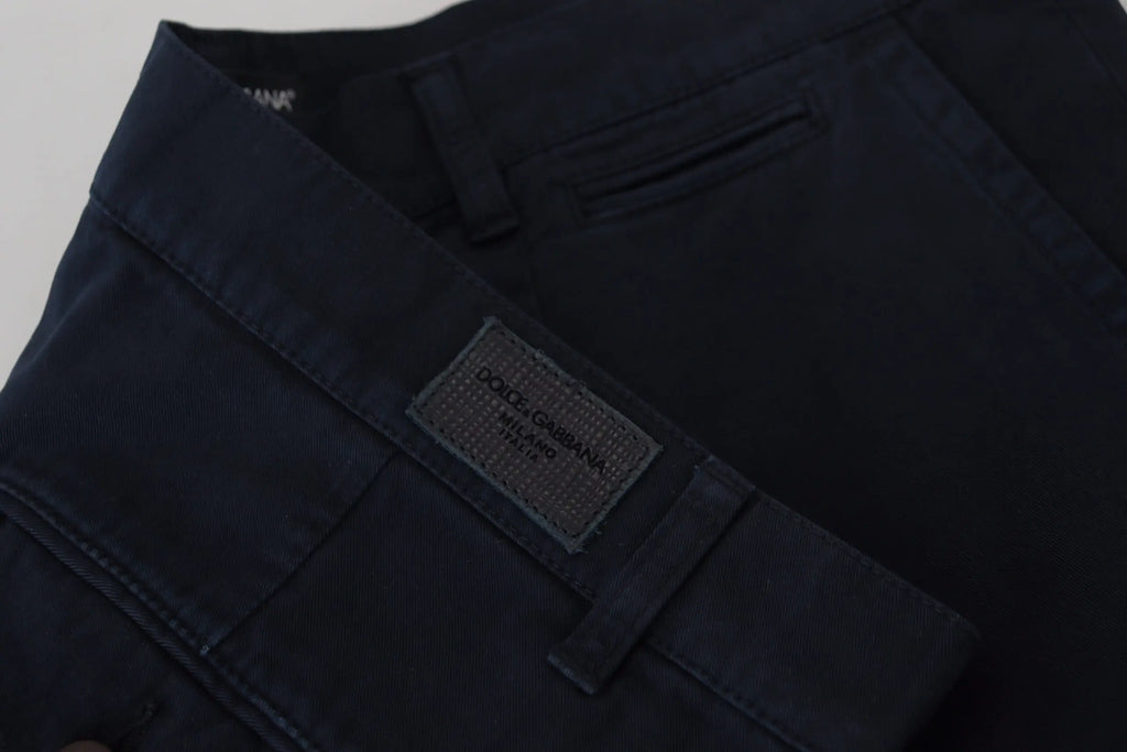 Pantalon homme bleu foncé en denim coton avec étiquette dolce & gabbana milano pour tenue formelle