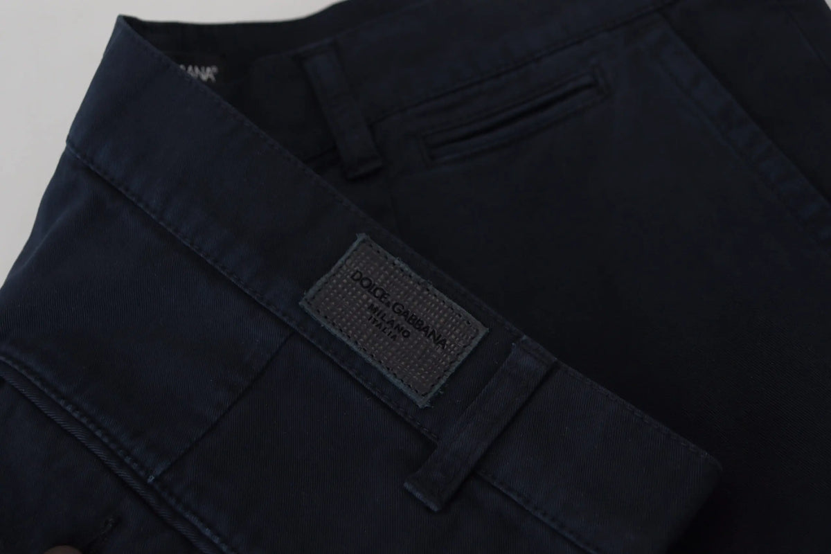 Pantalon homme bleu foncé en denim coton avec étiquette dolce & gabbana milano pour tenue formelle