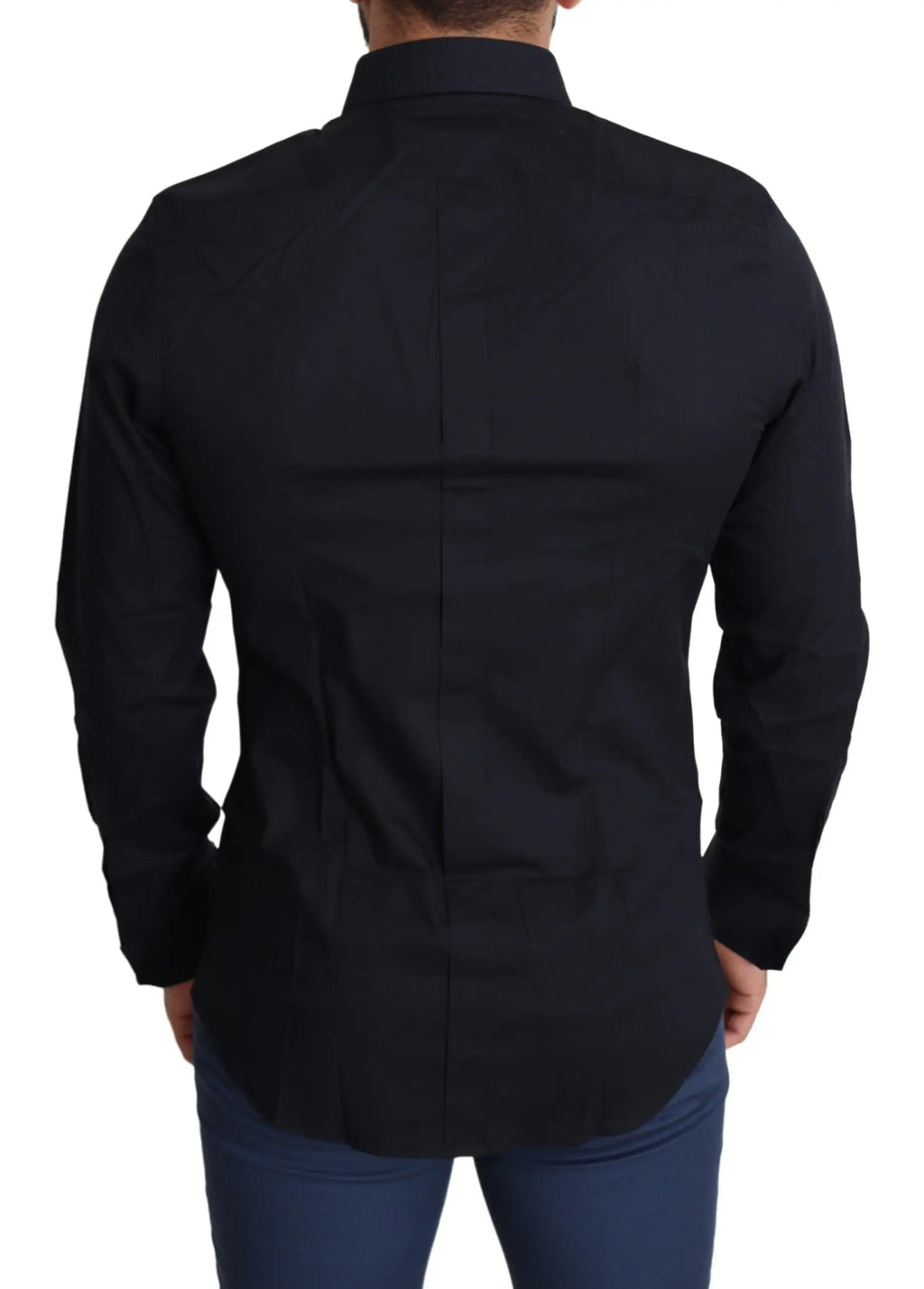 Chemise homme noire manches longues en coton dolce & gabbana coupe ajustée col classique formelle