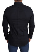 Chemise homme noire manches longues en coton dolce & gabbana coupe ajustée col classique formelle