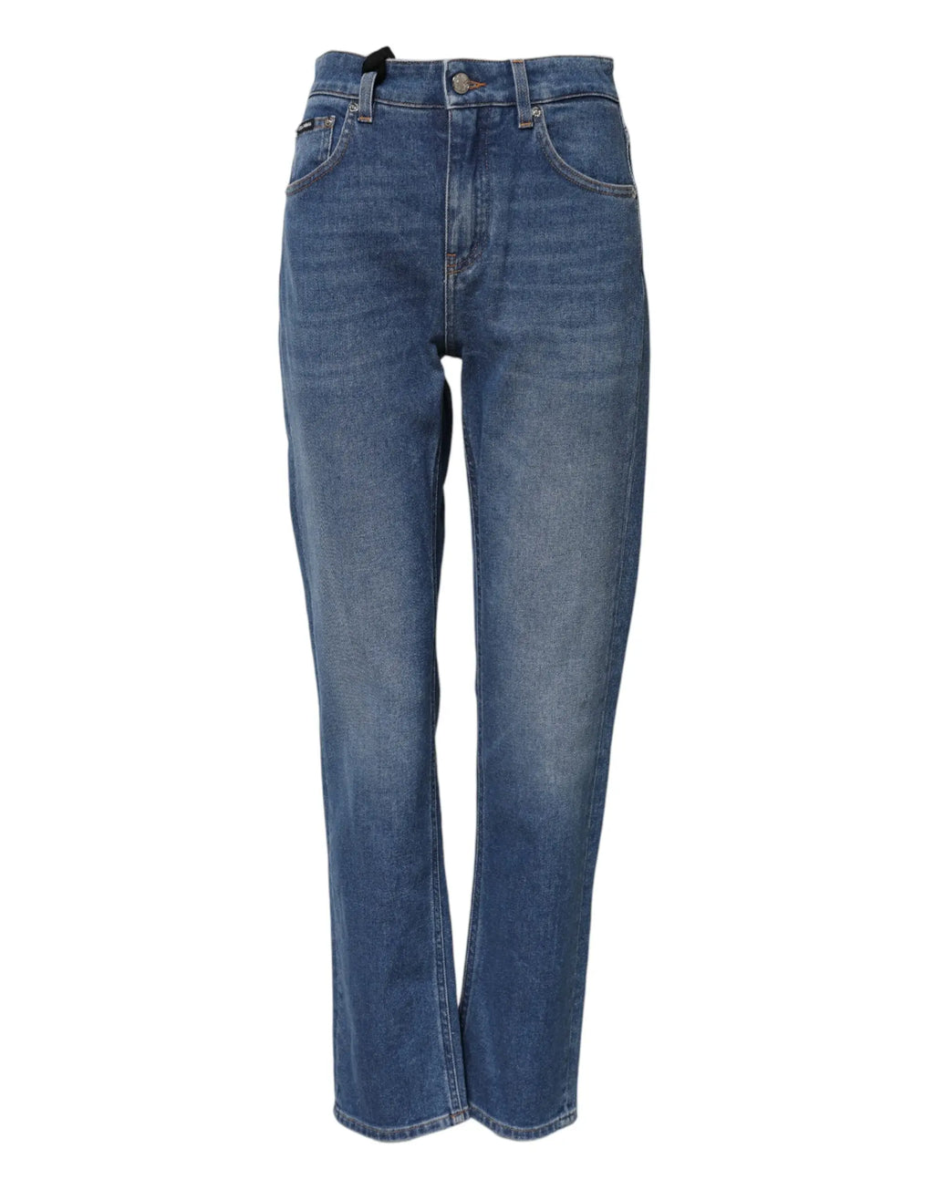 Jean droit bleu moyen en coton dolce & gabbana taille haute avec cinq poches classiques