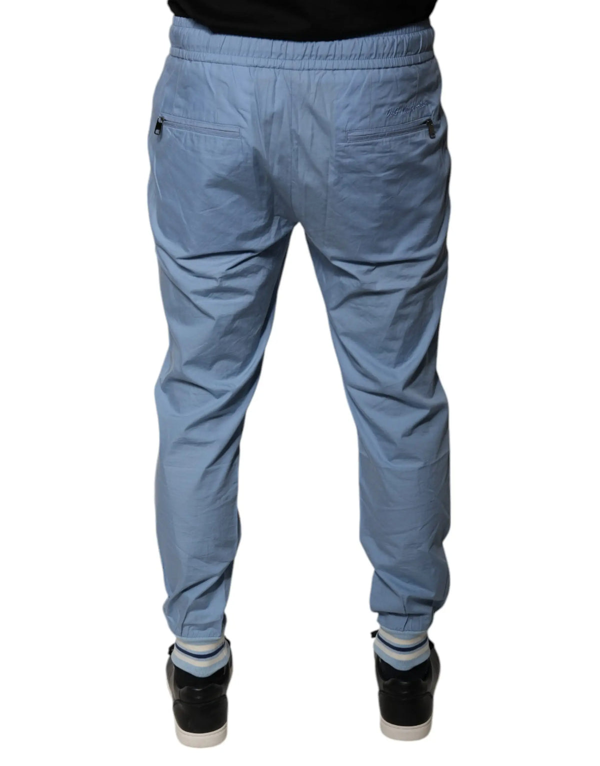 Pantalon de jogging slim fit bleu clair dolce gabbana en coton avec taille élastique et poches zippées