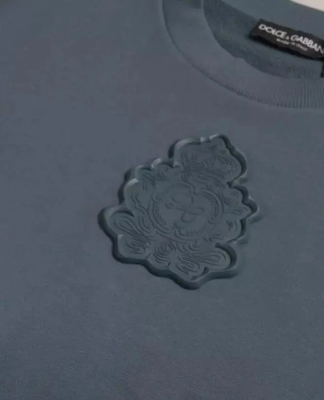 T-shirt dolce & gabbana gris foncé avec emblème lion embossé en coton pour homme style pullover