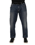 Jean slim en denim bleu foncé coton dolce & gabbana avec coupe droite et ceinture noire