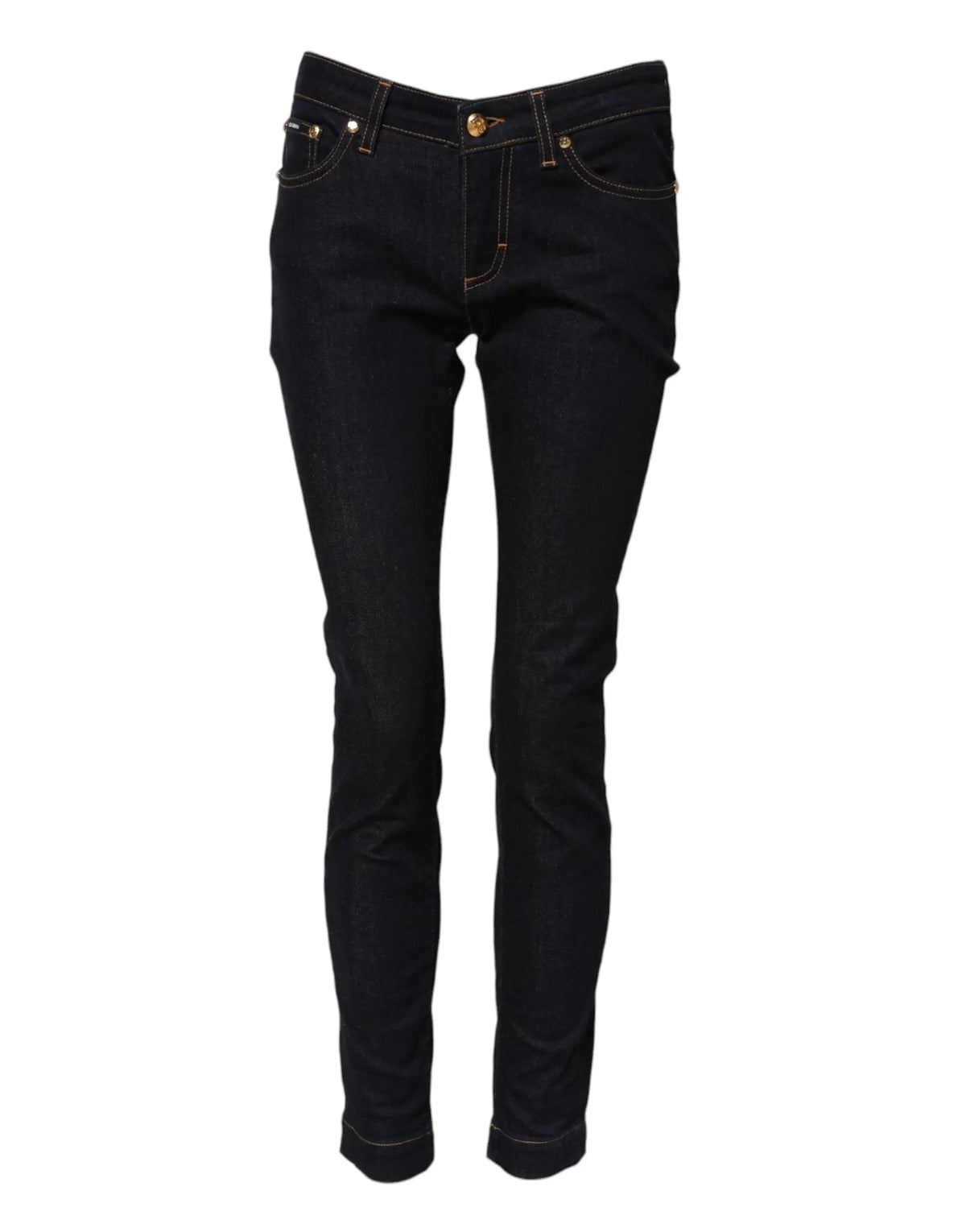 Dolce & gabbana blue cotton pretty lowwaist skinny denim jeans en jean noir slim fit avec accessoires dorés