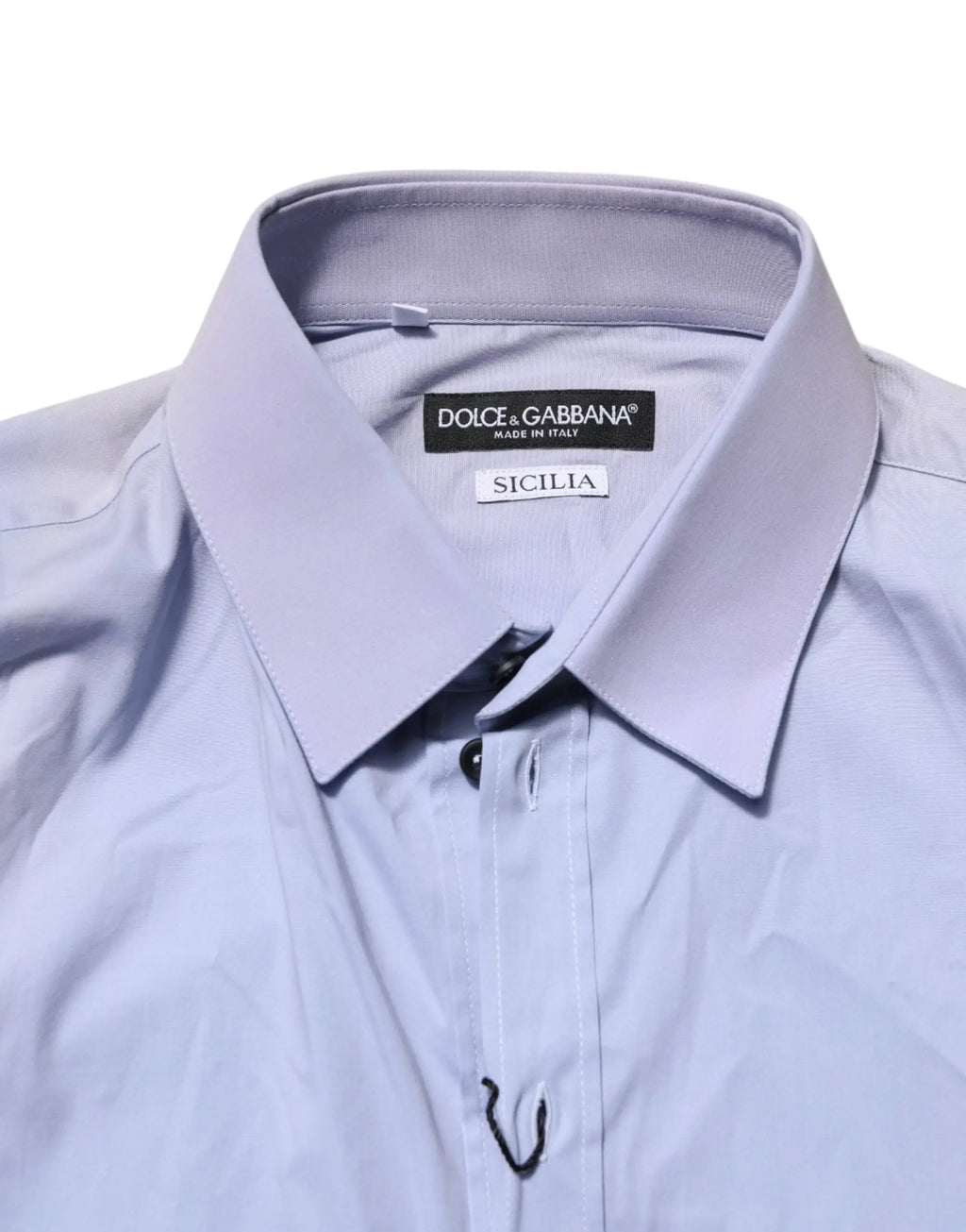 Chemise homme dolce & gabbana sicilia bleu clair en coton avec col rigide et texture subtile manches longues