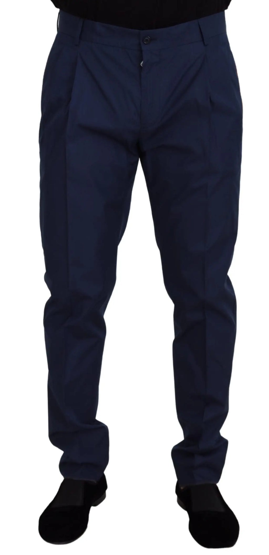 Pantalon chino bleu marine plissé en coton soie dolce gabbana pour homme