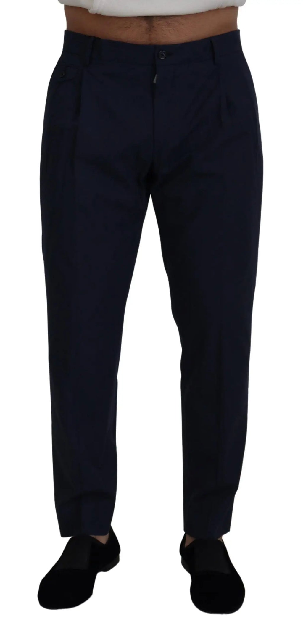 Pantalon chino bleu marine en coton dolce gabbana pour homme avec plis et coupe slim