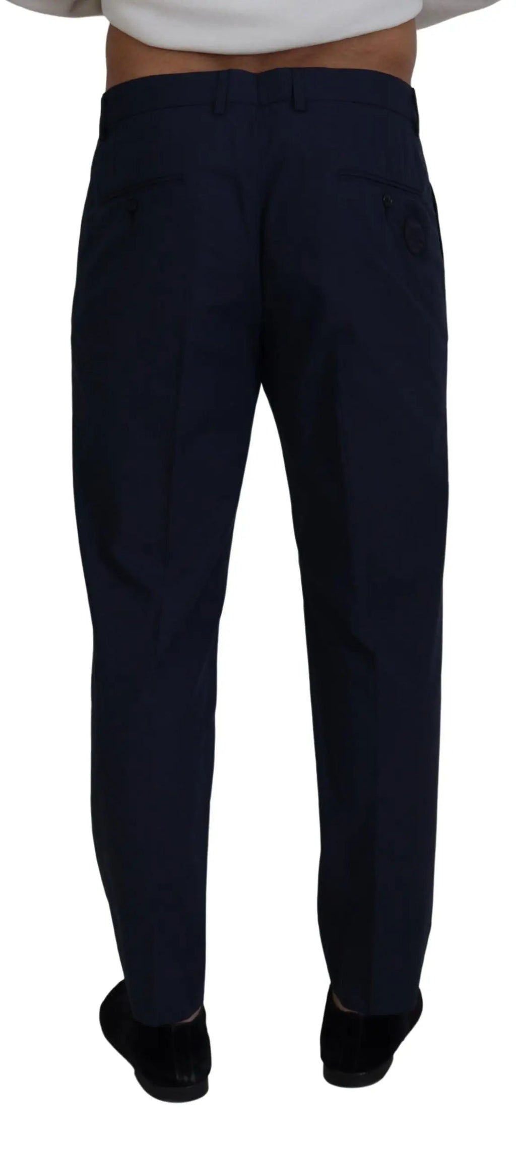 Pantalon chino slim bleu en coton dolce & gabbana avec coupe ajustée et plis subtils