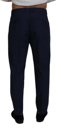 Pantalon chino slim bleu en coton dolce & gabbana avec coupe ajustée et plis subtils