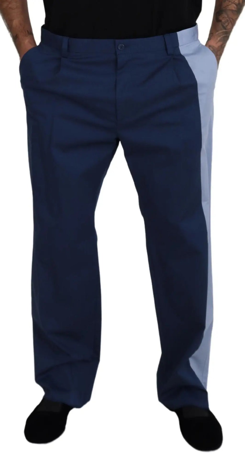 Pantalon droit dolce & gabbana bleu en coton deux tons bleu marine et gris clair
