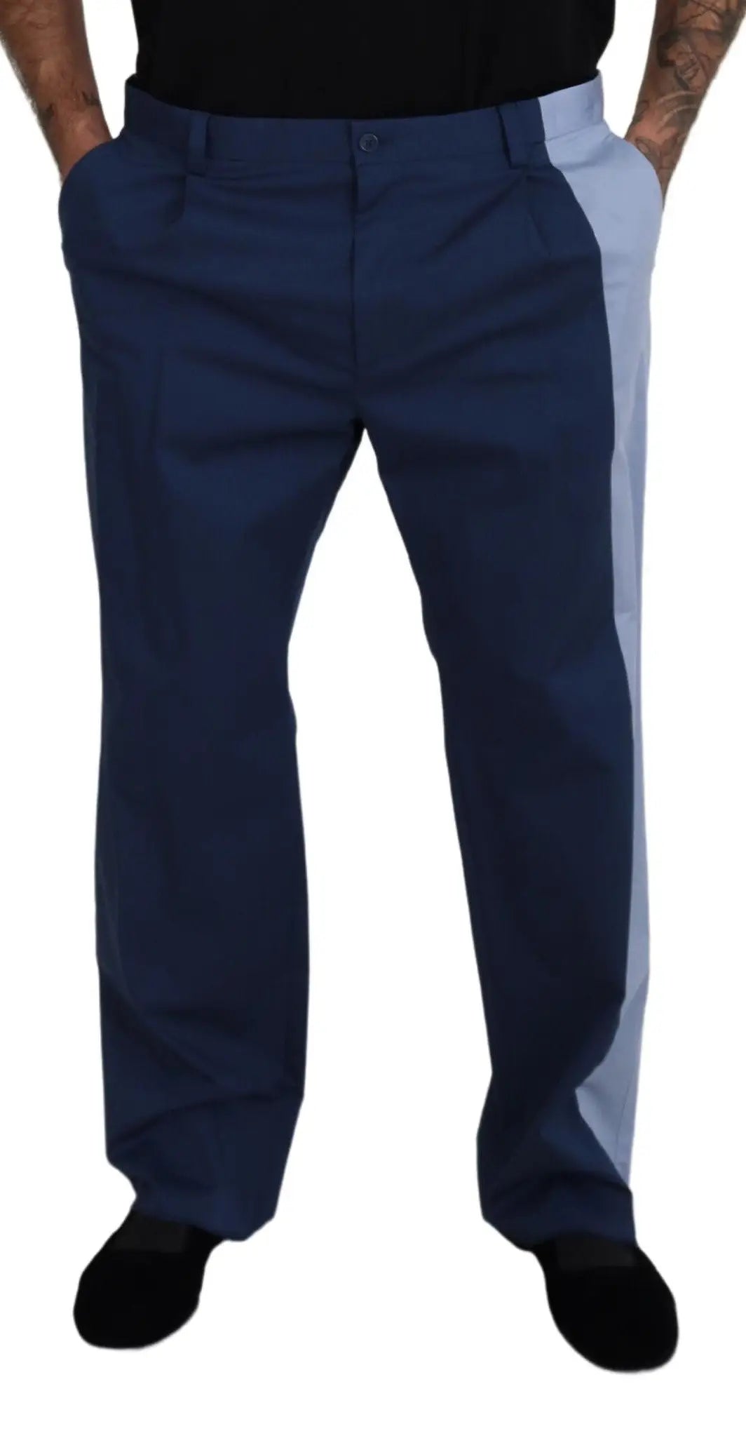 Pantalon droit dolce & gabbana bleu en coton deux tons bleu marine et gris clair