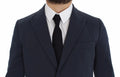 Veste blazer coton stretch bleu marine dolce & gabbana avec revers crantés et poche poitrine en laine