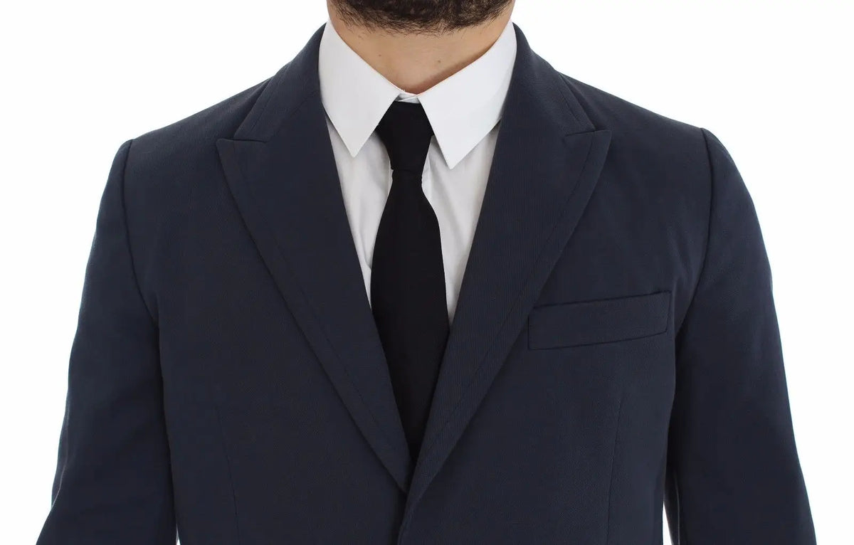 Veste blazer coton stretch bleu marine dolce & gabbana avec revers crantés et poche poitrine en laine