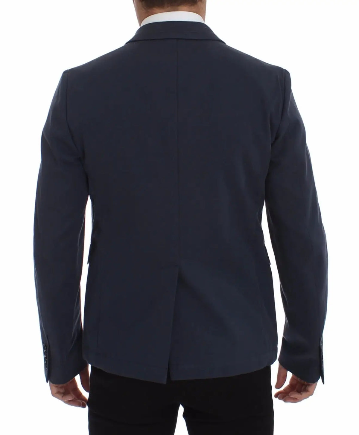 Blazer décontracté en coton stretch bleu marine dolce & gabbana avec col cranté et fermeture simple boutonnage